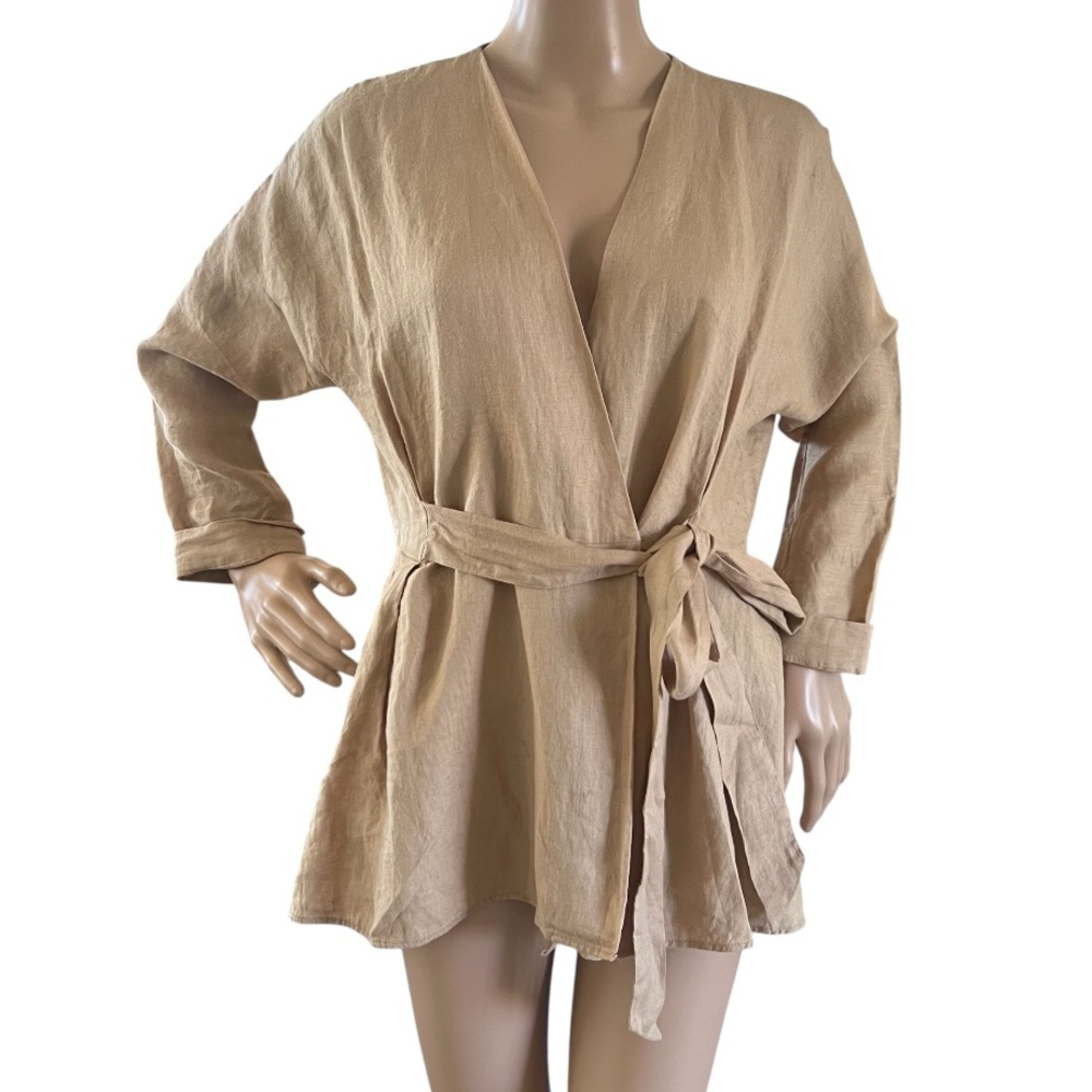 Zara Linen Loose Fit Jacket Belted lightweight